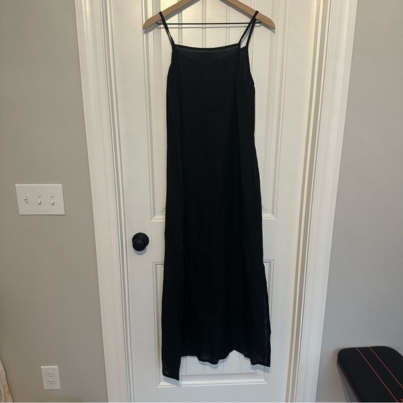 Becasa Maxi Dress 100% Linen Black Oversized Modest Lagenlook Size Small - Picture 4 of 7